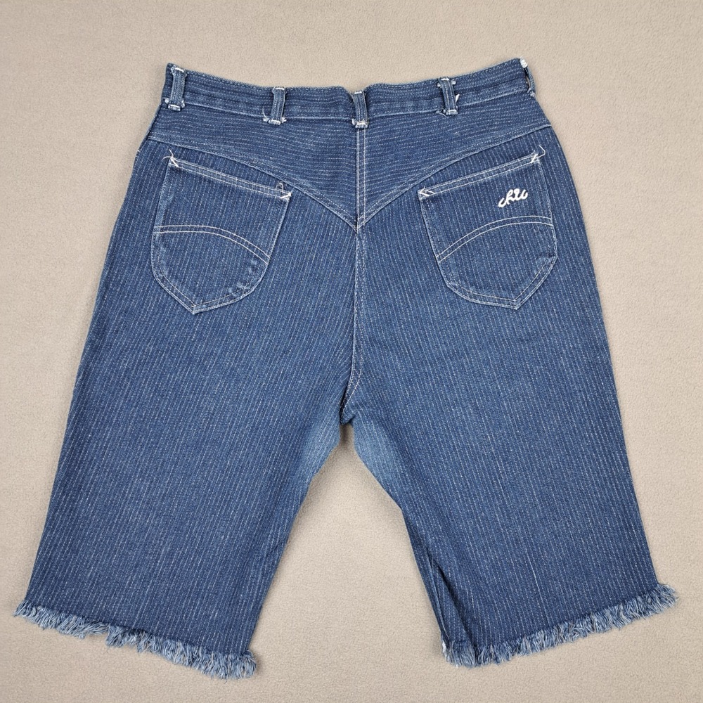 Vintage Chic By H.I.S. Shorts Womens *32 Blue Denim Jorts Mom Shorts Striped 80s